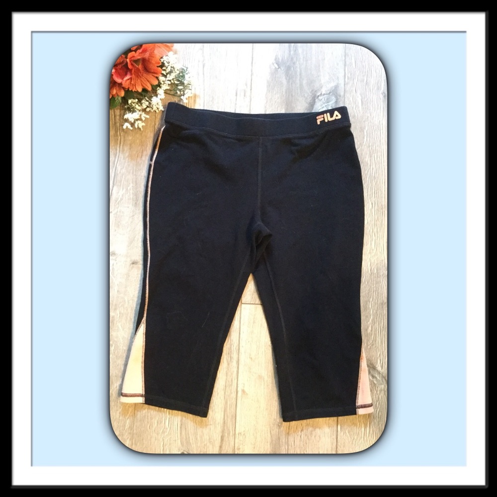 Fila Workout Crop pants, Black/Peach, MED